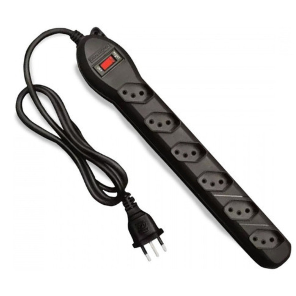 Extensão Filtro de Linha Tomada Eletrica 6 Tomadas com Circuit Break Qualitronix