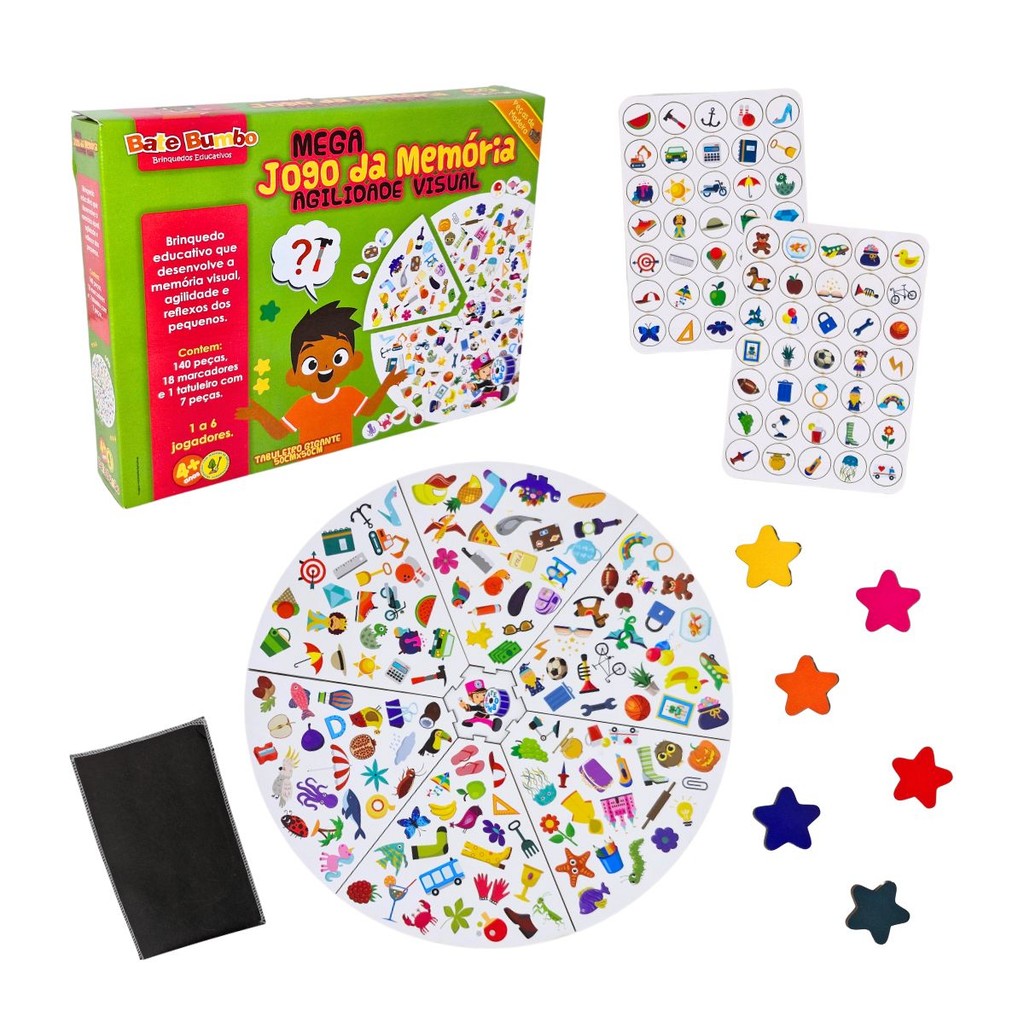 Jogo Mega Memória Brinquedo Educativo de Madeira - Bate Bumbo - 4 anos