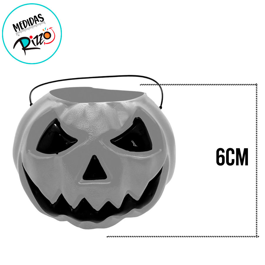 Mini Baldinho de Halloween com Alça - Abóbora Laranja - 6x7cm - 1 unidade - Rizzo · foto 2