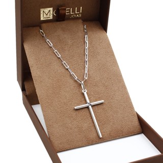 Corrente de prata 925 cartier Classica 60cm Cruz palito em Oferta na Shopee