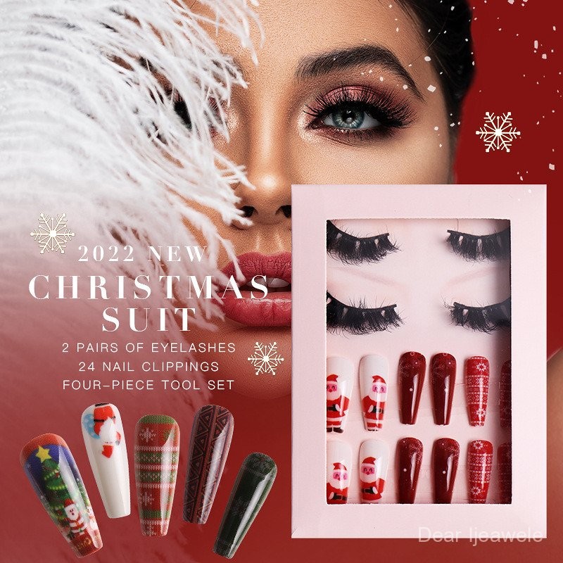 Santo Natal Nail Conjuntos de cílios com cílios postiços cílios decorativos cílios cílios de vison cílios