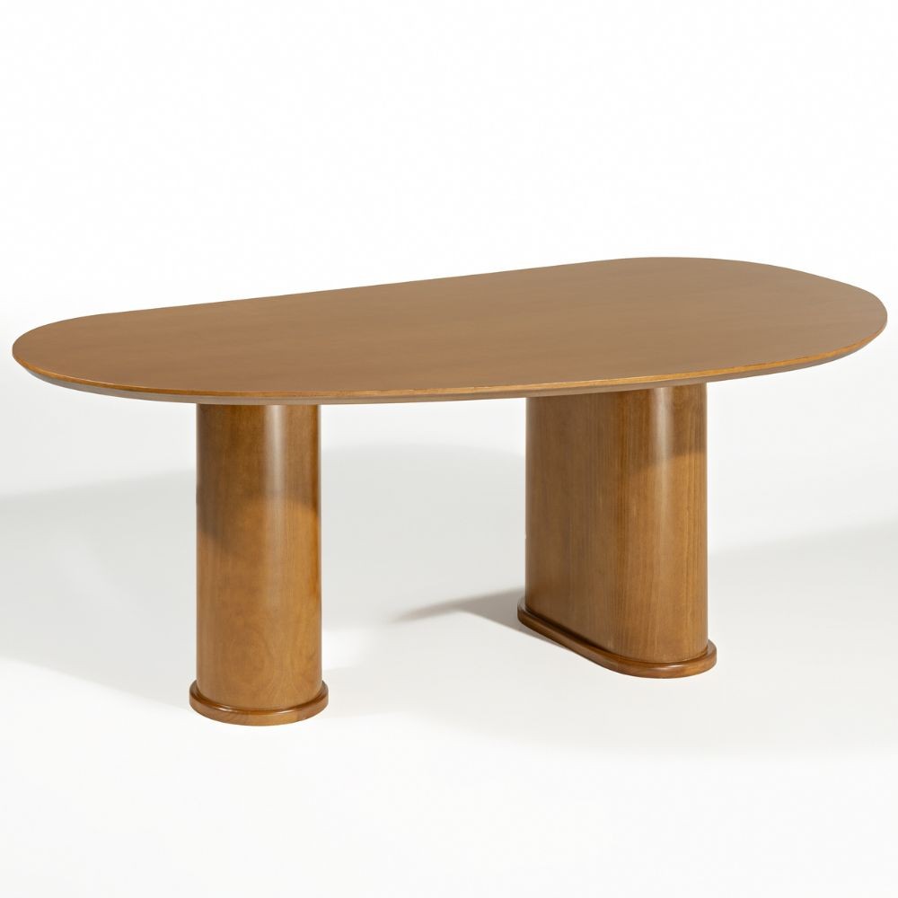 Mesa de Jantar 6 Lugares Orgânica Ourense 180x100 cm Madeira Maciça M04 Castanho - Lyam Decor em Oferta na Shopee