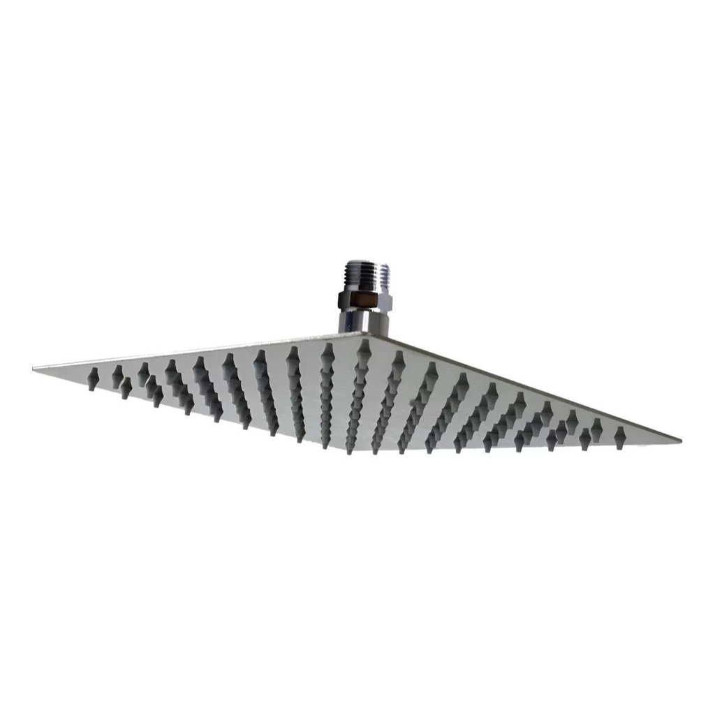 Ducha 20x20 Quadrada Inox 304 Com Niple De Teto Niple Cromado