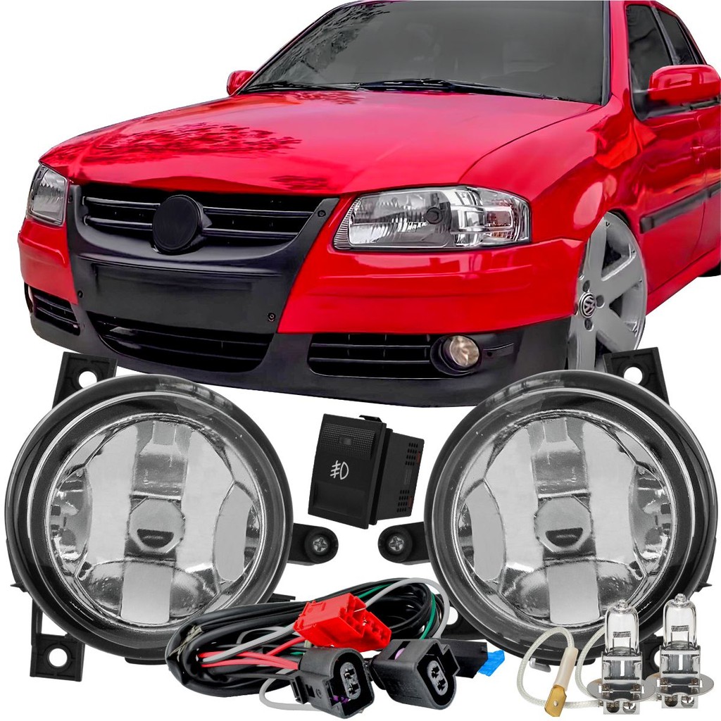 Kit Farol Milha Gol G4 2006 07 A 13 2014 Botão Modelo Original + Lâmpada