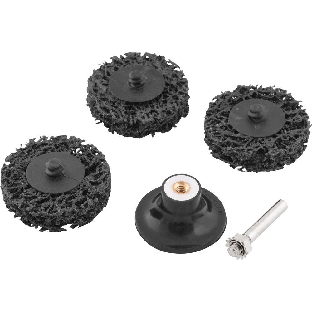 Jogo Esponja Abrasiva 50mm Haste 1/4 Preta com Suporte 5 Peças
