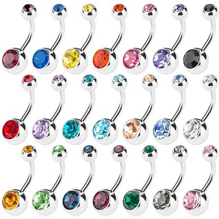 Kit 12 PCs Piercing de Umbigo  pedras Aço Inoxidável com pedrinha zirconia