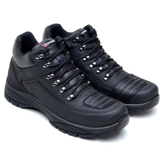 Bota Coturno Motociclista Motoqueiro Cano Baixo Com Cadarço Couro Eco