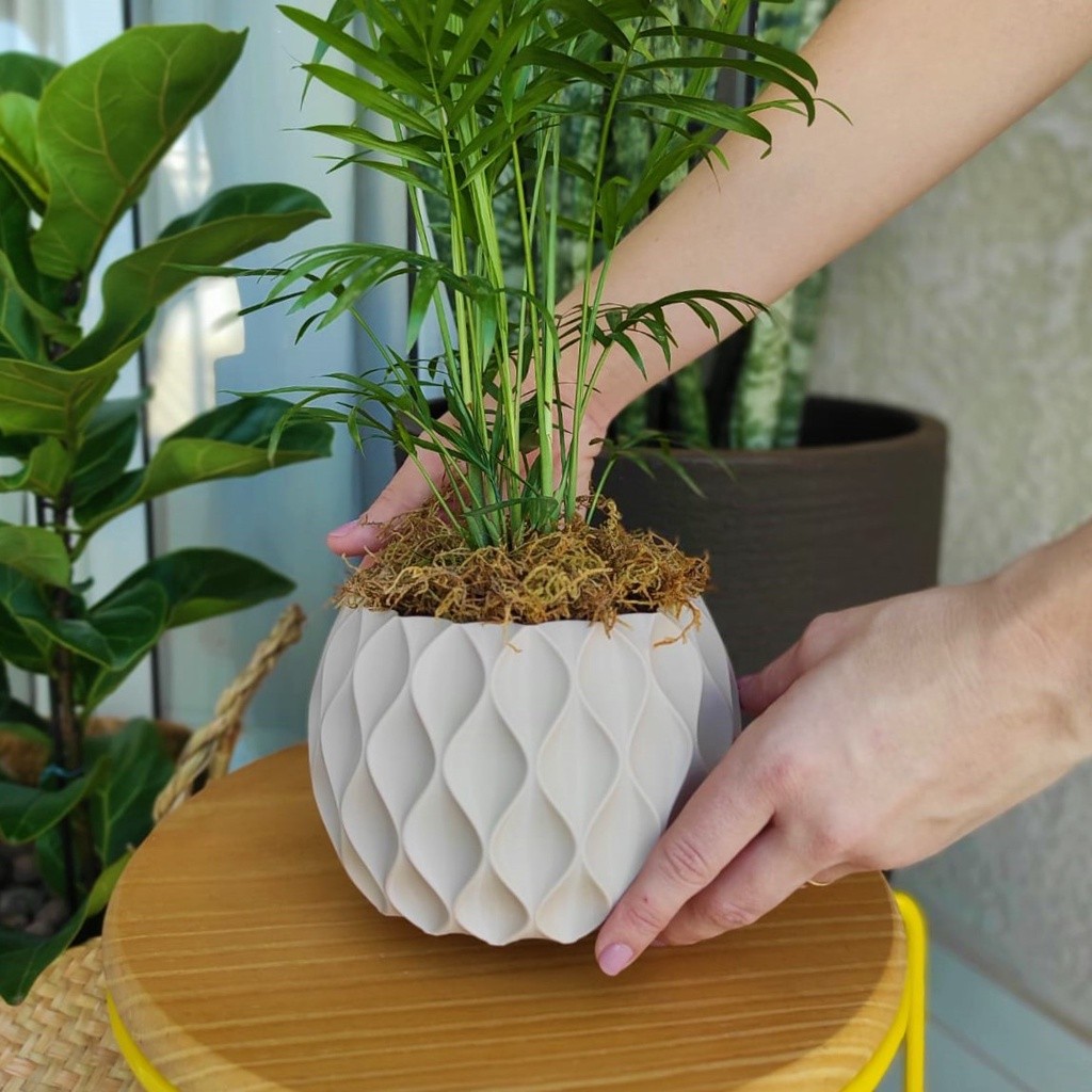 Vasos Vasinho de Plantas Geométricos Cachepot Ondas Decorativos Para Mesa Rosa Arranjo Flores Suculentas Cachepot