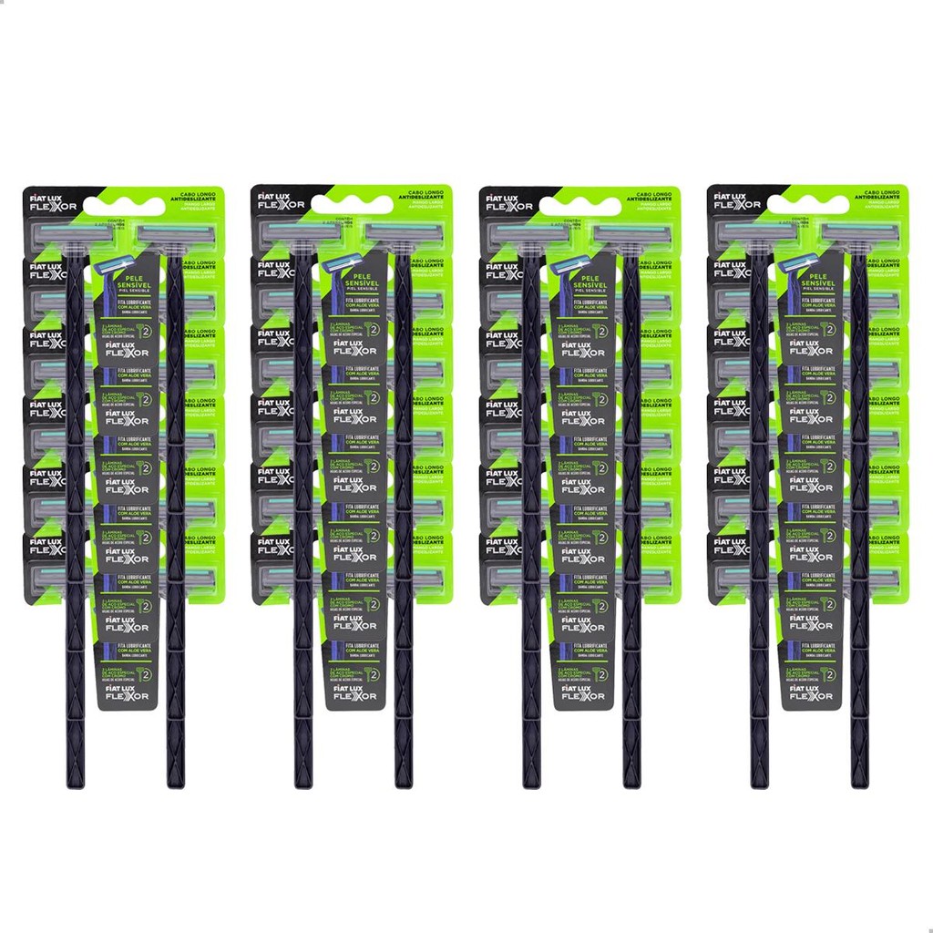 Kit Barbeador Descartável Aparelhos de Barbear Com 48 Unidades Fiat Lux Flexor