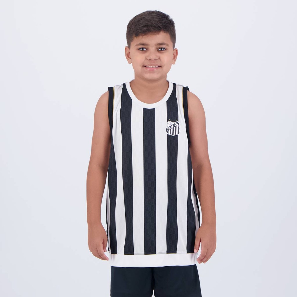 Regata Santos Division Infantil Preta e Branca em Oferta na Shopee