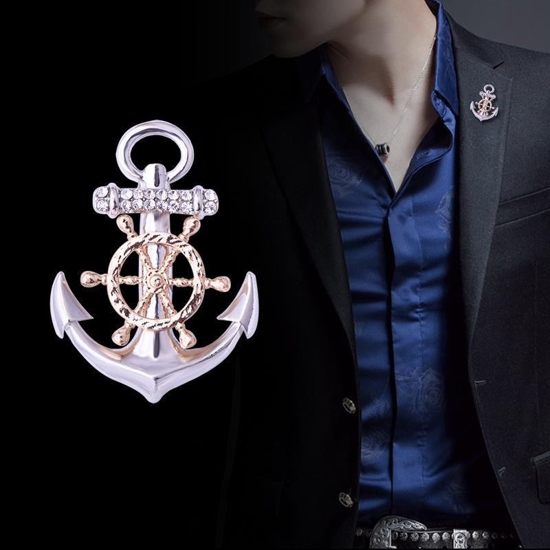 Coreano Feriado Navio De Vento Âncora Leme Broche Masculino Naval Academia Uniforme Escolar Emblema Chaozhou Clássico Versátil Pinos