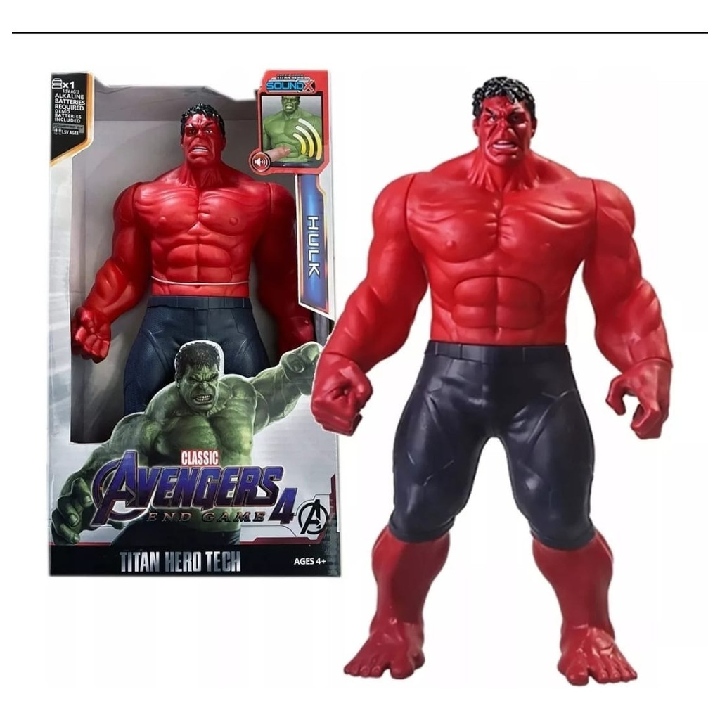 Boneco Vingadores (hulk Vermelho) 30cm Com Som E Led