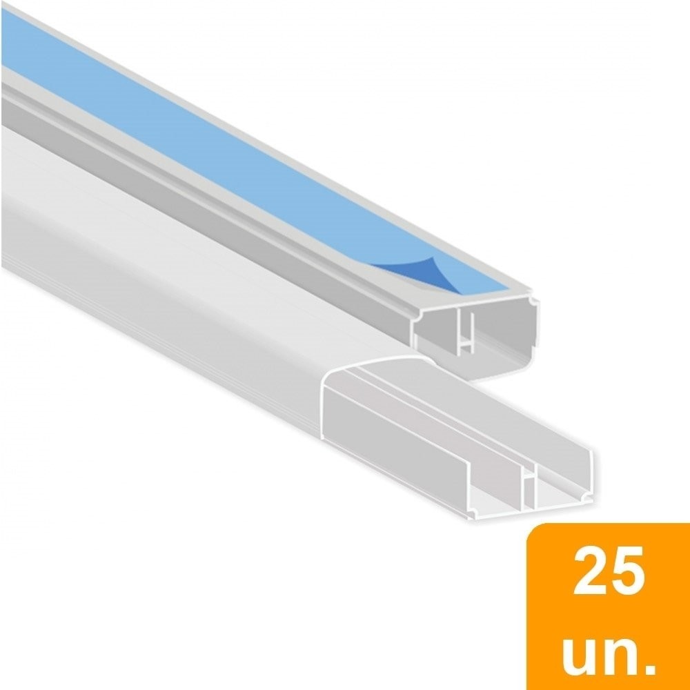 Canaleta Plastilit PVC Branca 20 x 10 x 2000mm sem Fita Dupla Face Embalagem com 25 Unidades em Oferta na Shopee