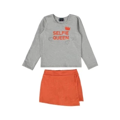 Conjunto Blusa e Short-Saia Infantil para Menina Guloseima