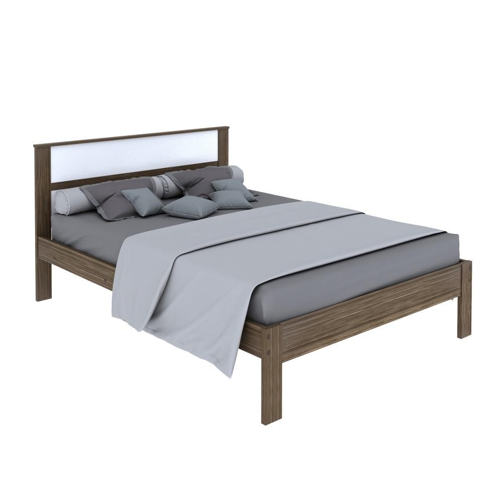 Cama de Casal Grande 196 cm Com Cabeceira Quarto Adulto Nogal Marrom Madeira Bra