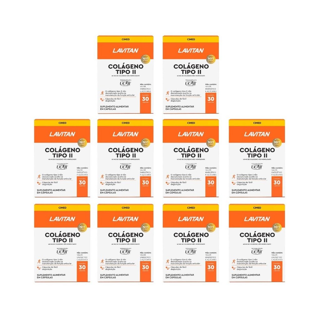 Kit Lavitan Colágeno Tipo II 40mg Com 10 Unidades De 30 Cápsulas Cada