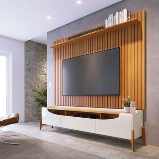 Rack Bancada Ambiente Studio Com Painel Para Tv Loft 2.2 Off White Nature - Imcal em Oferta na Shopee