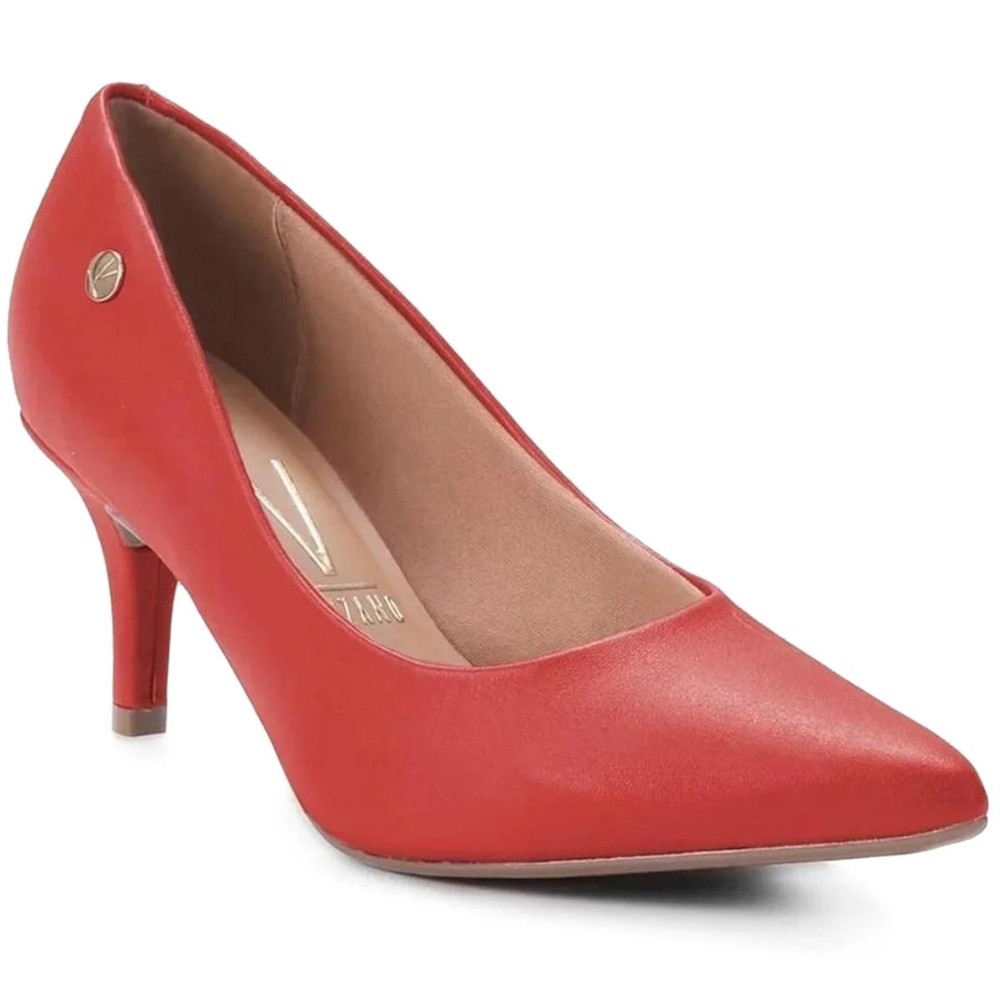 Scarpin Vizzano Salto Médio Bico Fino Feminino - Vermelho em Oferta na Shopee