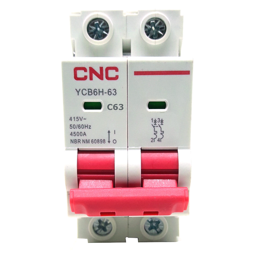 DISJUNTOR MODELO YCB6H-63 BIPOLAR CURVA C 63A CNC KIT:20 PEÇAS
