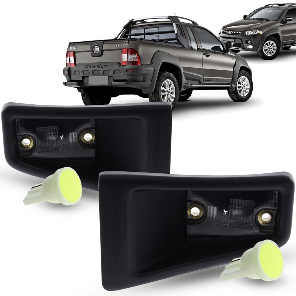 Par de Lanterna Luz De Placa + Soquete e LED Fiat Strada 2009 2010 2011 2012 2013 2014 2015 2016 2017 2018 2019 2020