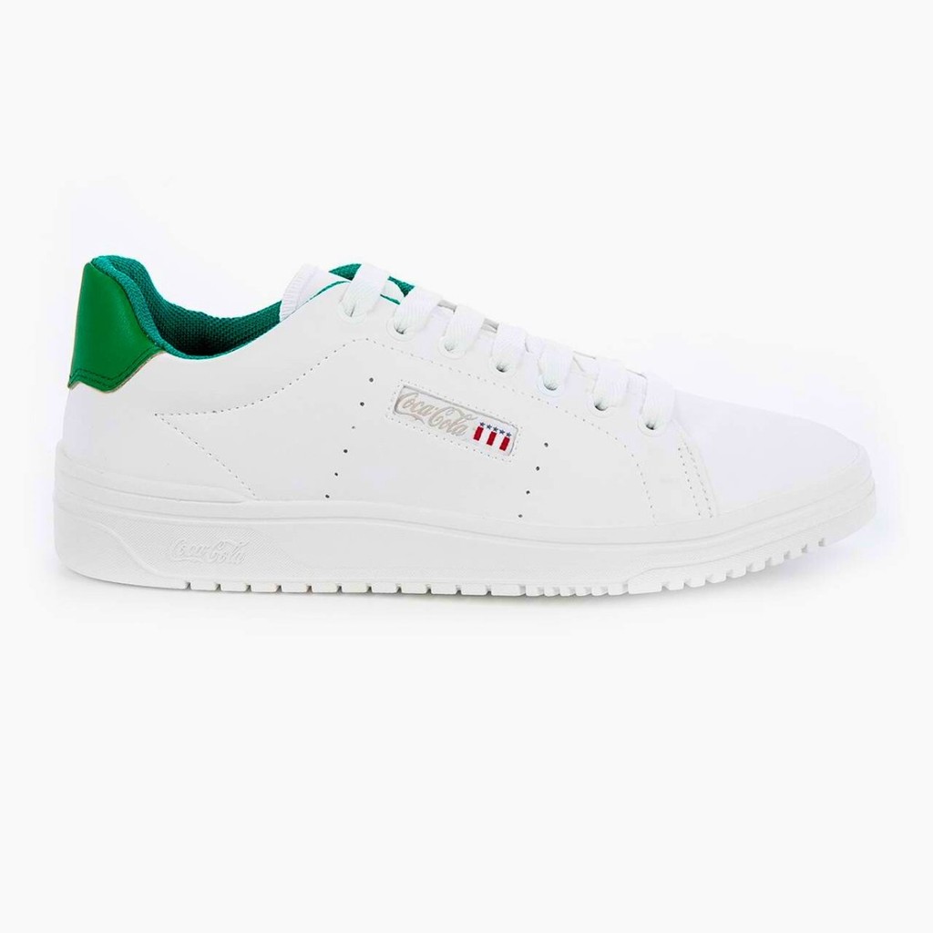 Tênis Coca Cola March Maverick Feminino Branco Verde Casual Confortável Urbano Dia a Dia Original