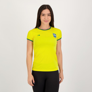 Camisa Placar Brasil Brasão Feminina Amarela em Oferta na Shopee