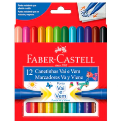 Canetinha Hidrográfica PrestoColor Ponta Vai e Vem 12 Cores Faber Castell - 12 Cores