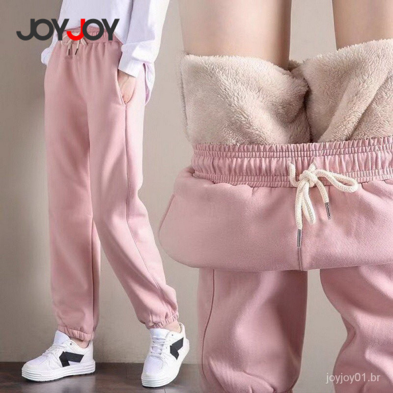 Moletom de forro de lã Flex feminino/Calça Casual Feminino；Calça de Inverno com Forro em L...