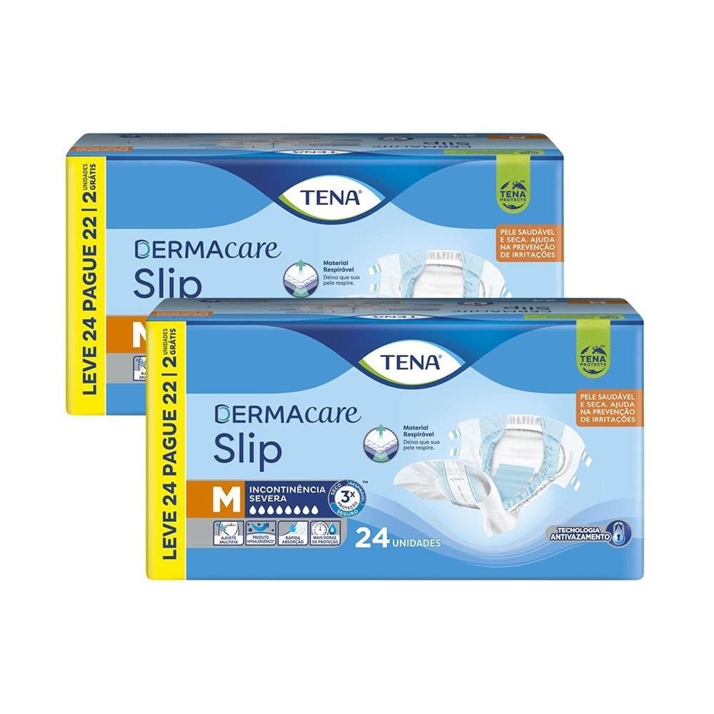 Kit 2 Fraldas Geriátricas Tena Slip Dermacare M 24un em Oferta na Shopee