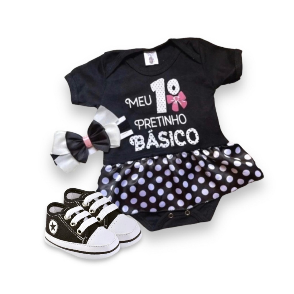 Body Temático Bebê Enxoval Mesversario Pretinho Básico em Oferta na Shopee