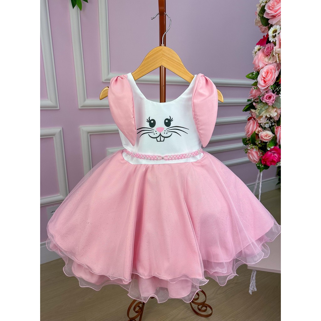 Vestido Lig Lig Tematico Pascoa Coelhinho/Coelho