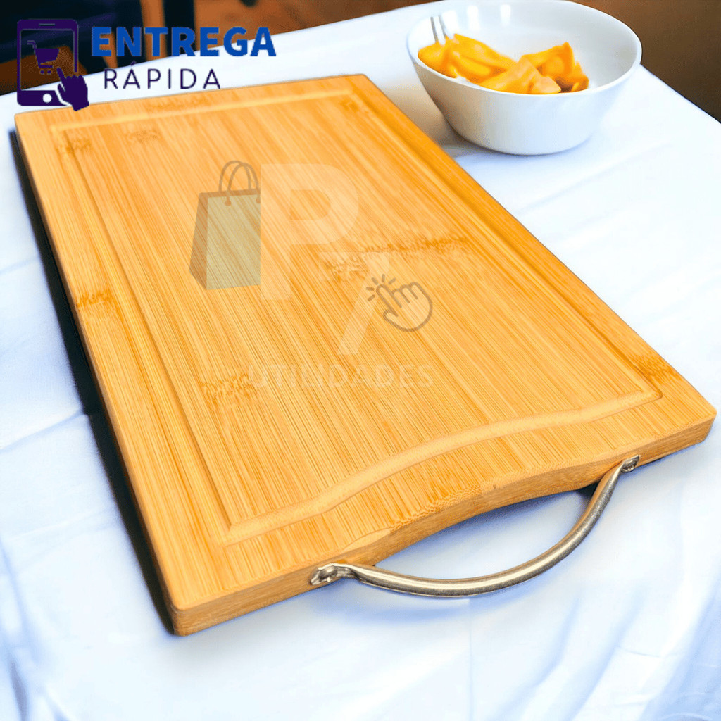 Tabua de Carne de Bambu Multiuso 32x22cm Tábua de Corte Retangular para Churrasco e Frios com Sulco ou Lisa em Oferta na Shopee