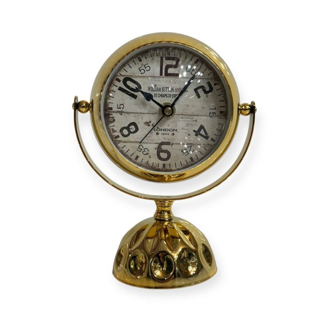 Relógio em Metal de Mesa Retrô C/ Espelho 17cm - Vencedor em Oferta na Shopee