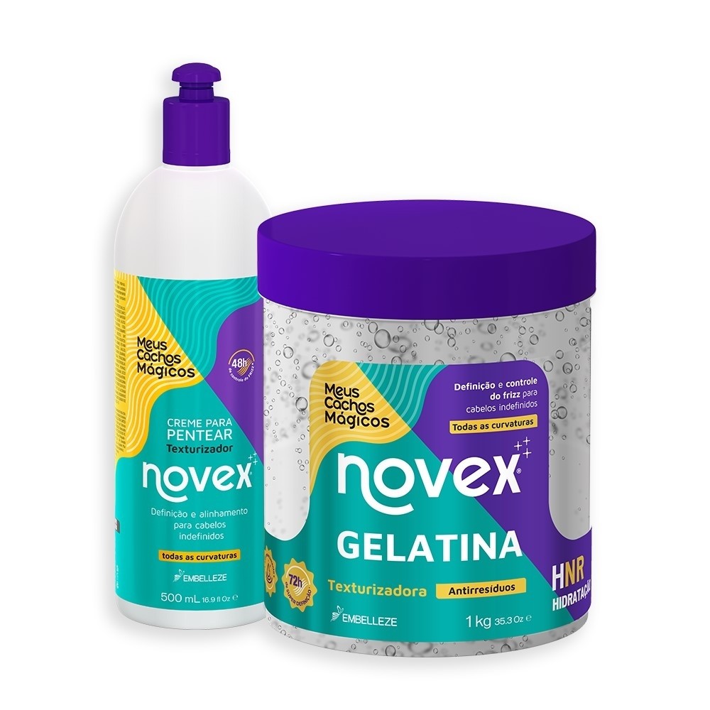 Kit Novex Meus Cachos Mágicos Gelatina 1KG + Creme Para Pentear 500G em Oferta na Shopee