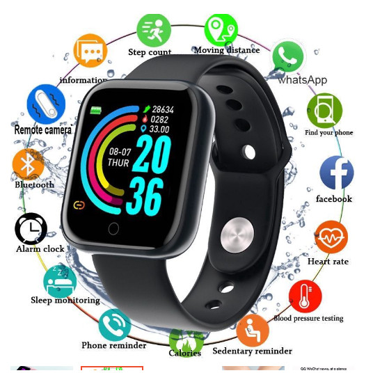 Relogio Smartwatch Smart Bracelet D20 Relógio inteligente para Android e IOS Esportivo Prova D'água Rastreador Monitoram em Oferta na Shopee