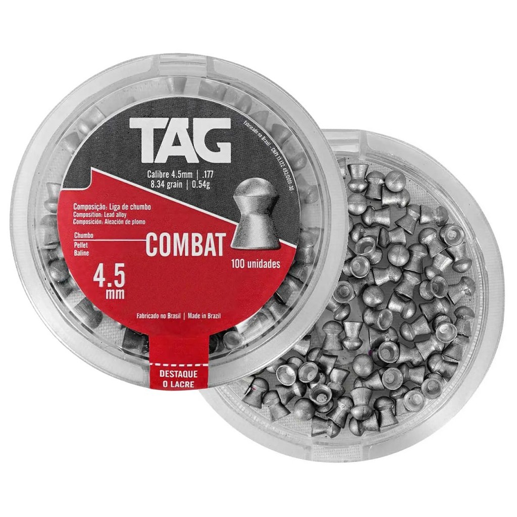 Chumbinho 4.5mm 100un Tag Combat Diabolo Para Carabina Pistola Pressão