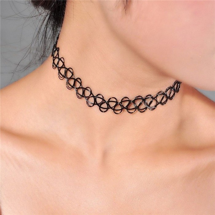 12 Peças Gargantilha Colar Chocker Coleira Tipo Tattoo De Nylon Preta — imagem 2 de 2