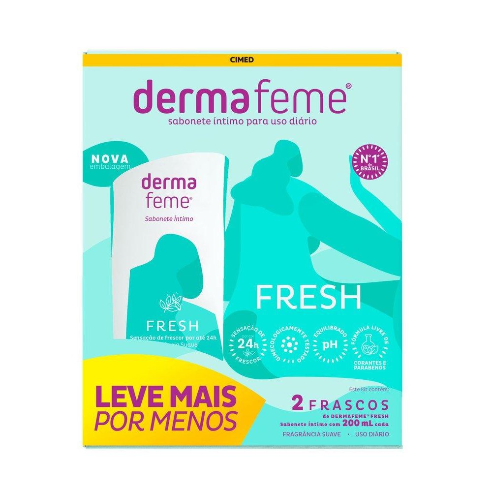 Sabonete Liquido Intimo Fresh Dermafeme 2Un 200Ml Cada