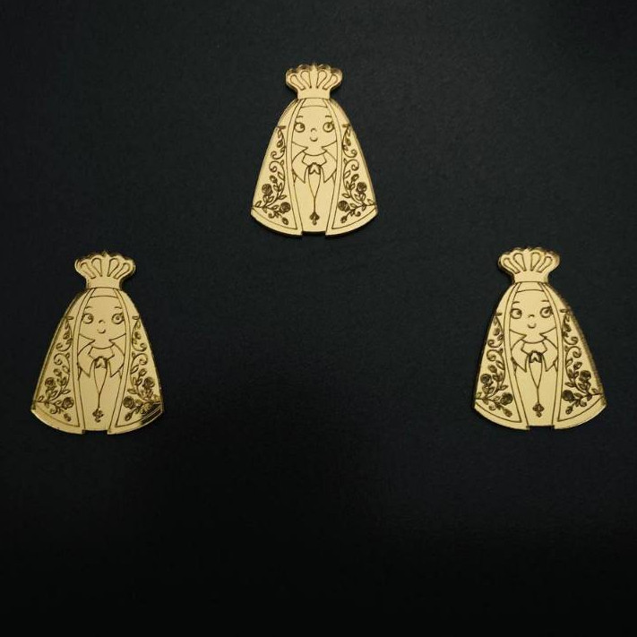 Aplique Nossa Senhora Rostinho 4cm Acrílico Espelhado - Kit com 10 unidades