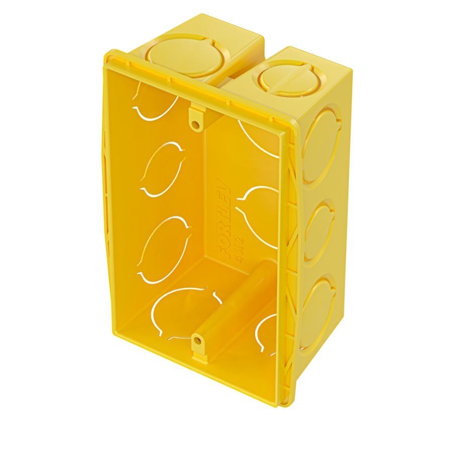 Caixa de Luz Embutir Plástica Fortlev - 4x2 - Amarela