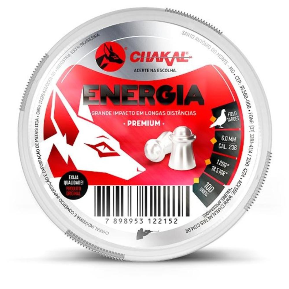 Chumbinho Energia Calibre 6,0 Mm - 100 Unidades - Chakal em Oferta na Shopee
