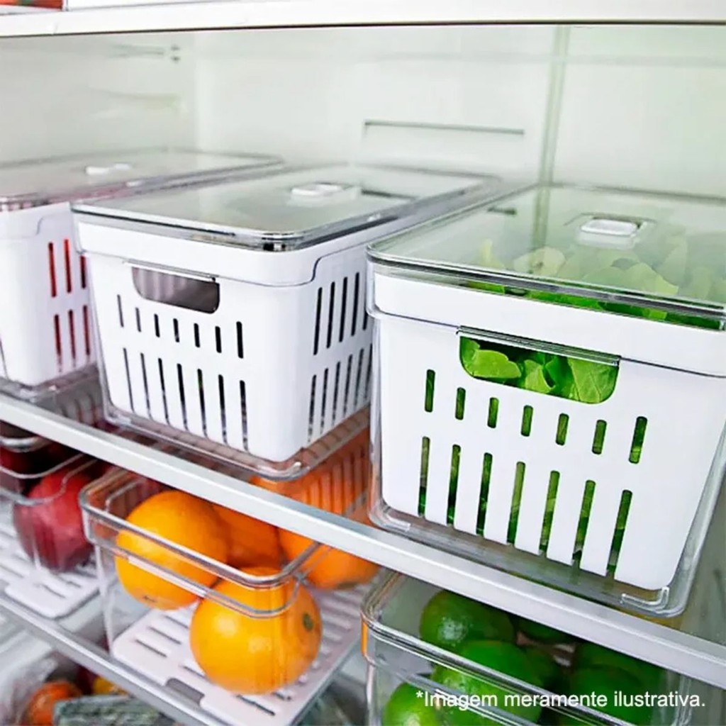 Organizador 3,8L Para Geladeira e Armário Guarde Frutas Legumes Vegetais Com Mais Organização