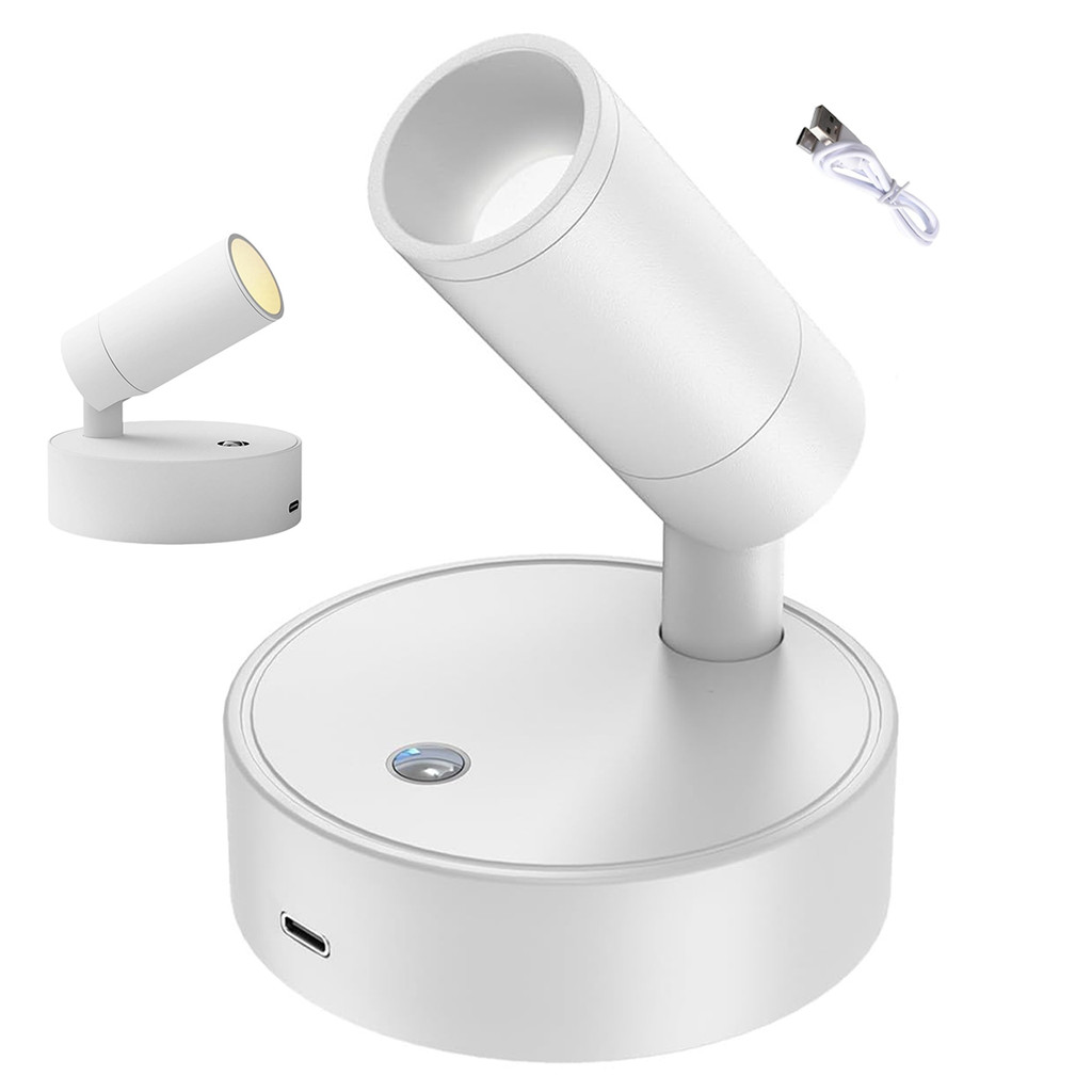Luminaria LED Arandela 3 Tons USB Bateria Recarregavel Parede Mesa Cabeceira Leitura Estudo Trabalho Quarto Cabeceira