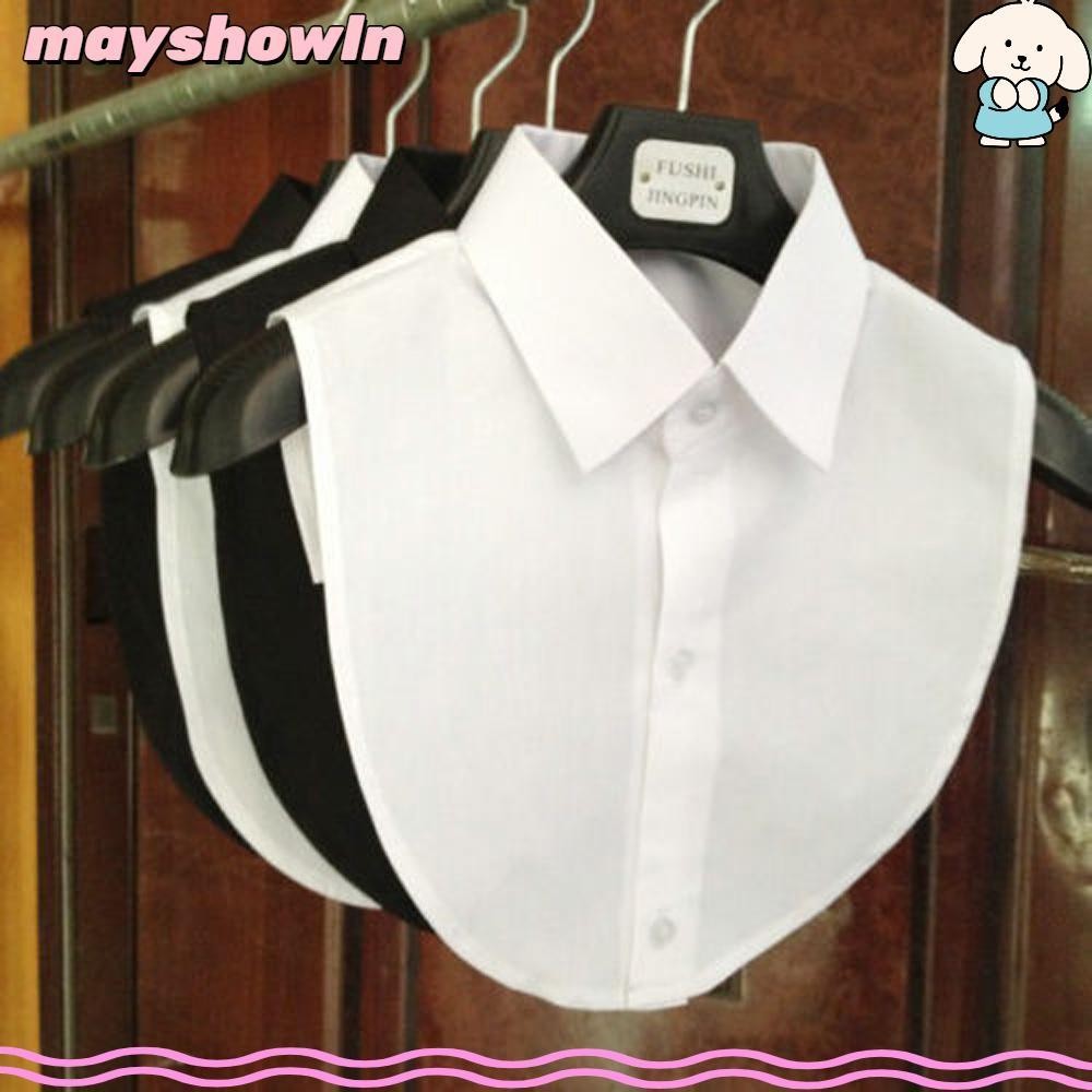 MAYSHOWLN Encanto Nova Moda Blusa Feminina Do Vintage Sólida Camisa De Colarinho Falso Rendas De Algodão