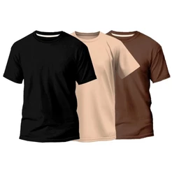 Kit 3 Camisetas Masculina 100% Algodão Básica Lisa Gola Redonda lacamento camisa casual leve promoção