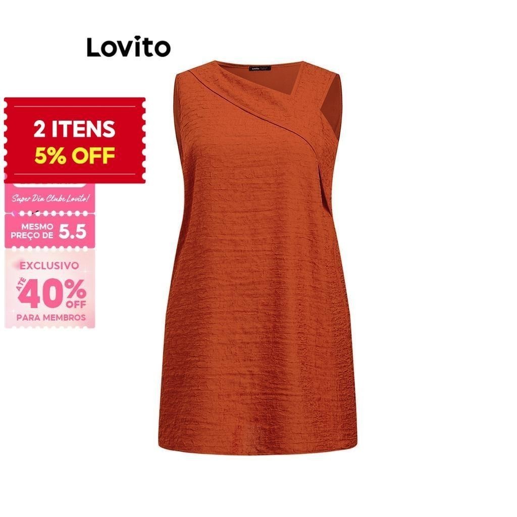 (Trendy) Lovito Vestido Curva Plus Size Casual Liso Assimétrico Jacquard Para Mulheres LBL18331 - Women Clothes