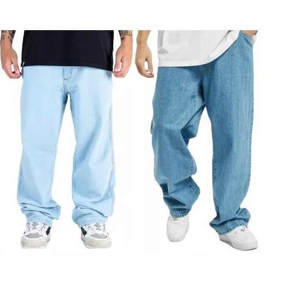 KIT 2 ou uma Calça Jeans Masculina Modelo Balão Baggy Reta Boca Larga
