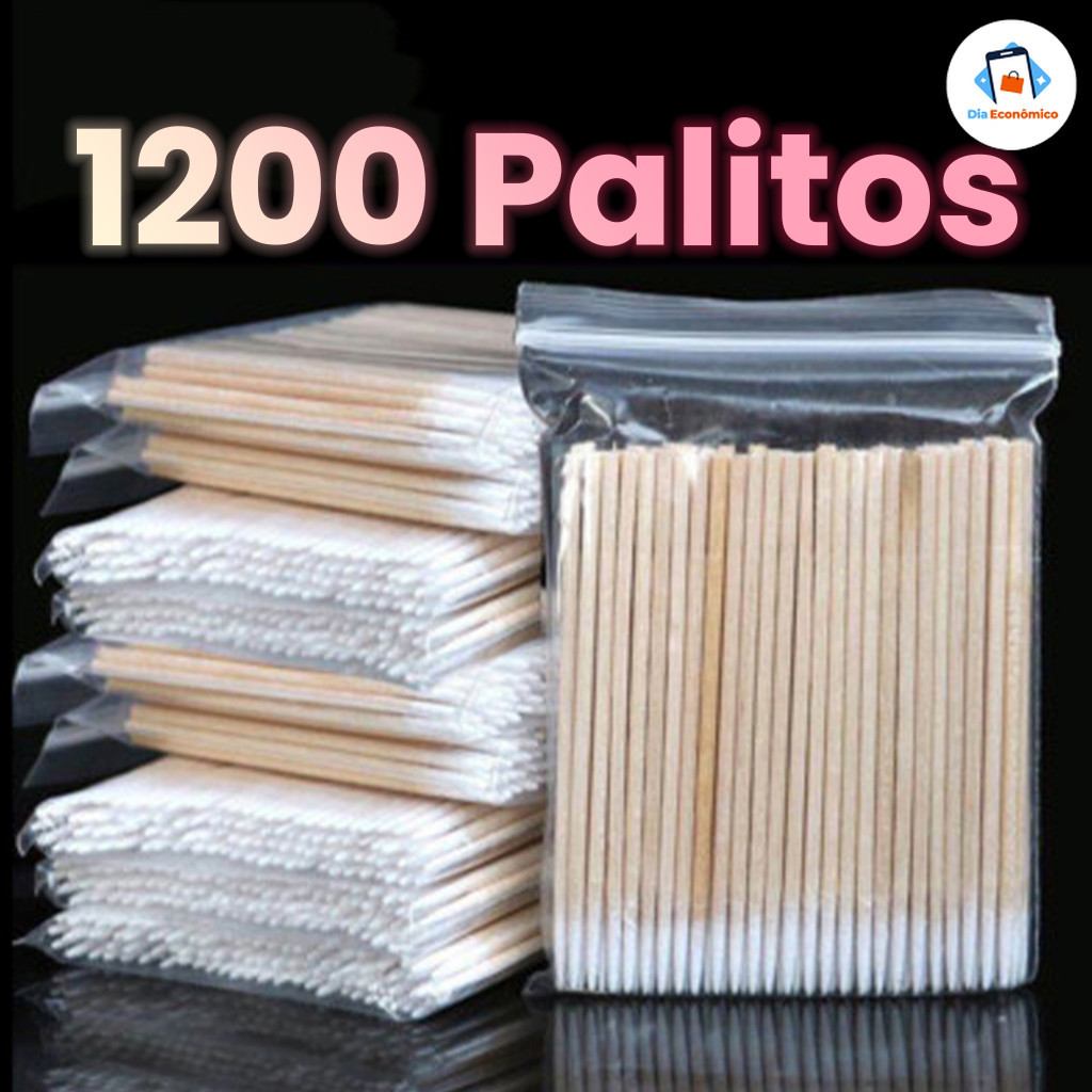 Kit 100/300/600/1200 Palitos Algodão Dupla Ponta Unha Acrigel Boca Maquiagem Alinhamento Perfeito