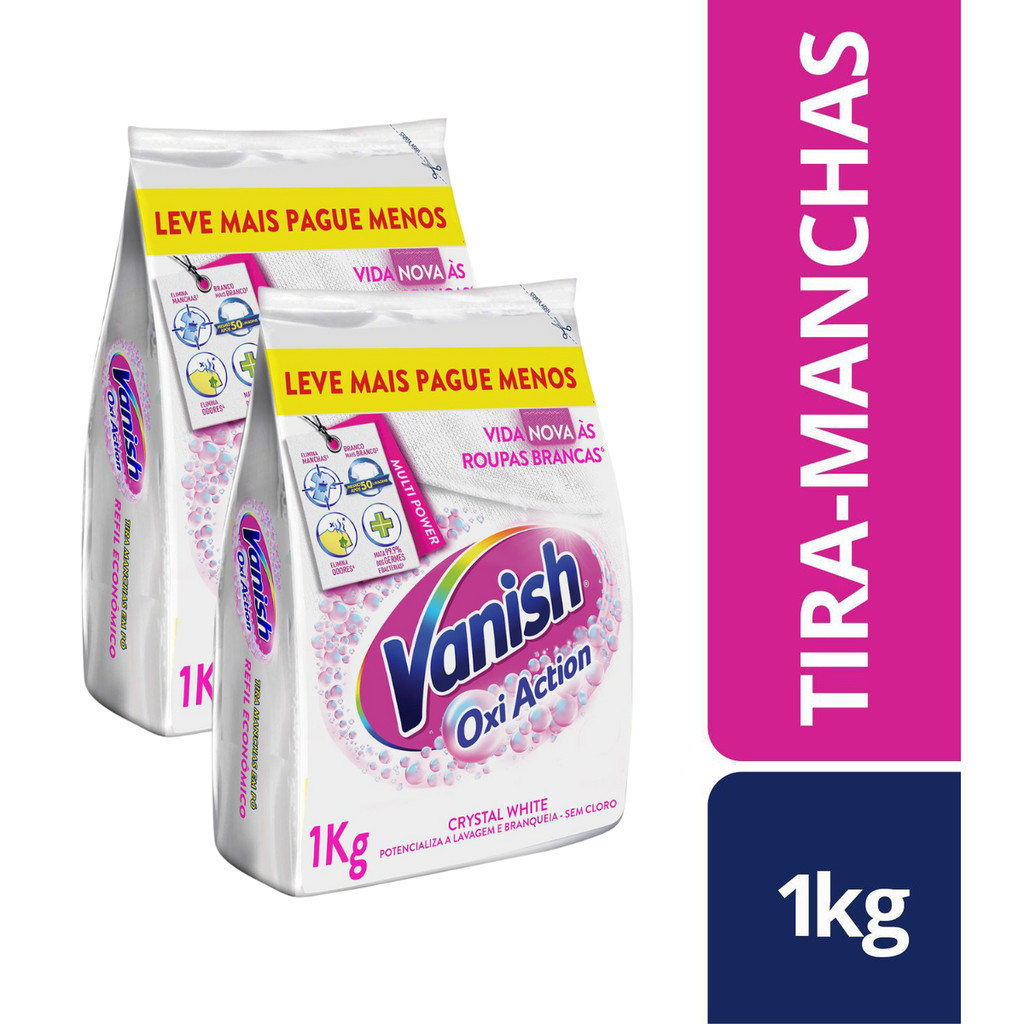 Kit com 2 Refis Tira Manchas Vanish Em Pó White Oxi 1KG Cada - Home & Living