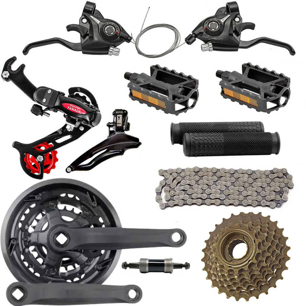 Kit Relação Bike Pedivela Catraca Corrente Câmbios 21 Rapidfire Alavanca